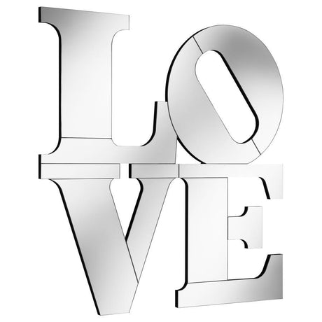 Keiran - Love Lettered Wall Mirror - Silver by CoasterEveryday | Bel Furniture