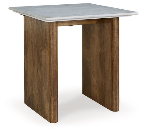 Isanti - Light Brown / White - Rectangular End Table by Signature Design by Ashley® | Bel Furniture
