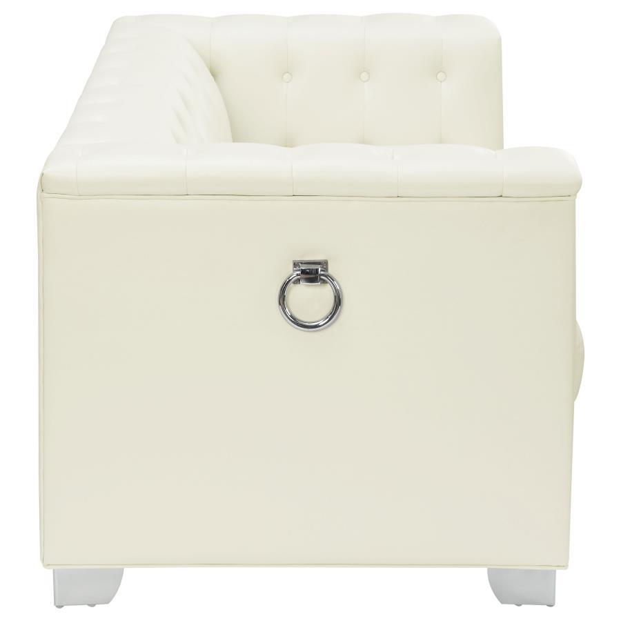 Chaviano - Upholstered Track Arm Loveseat - Pearl White