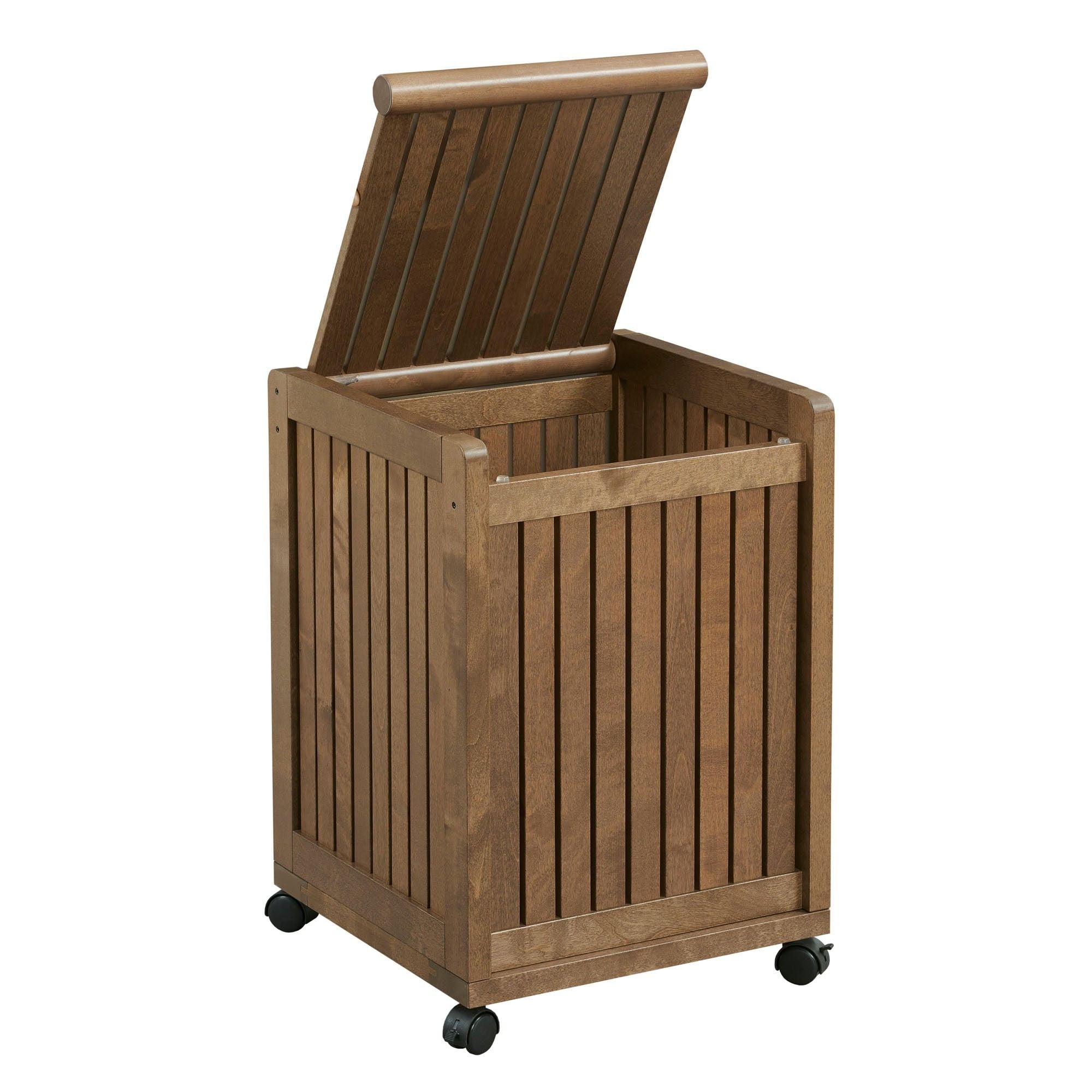 Rolling Laundry Hamper With Lid - Chestnut