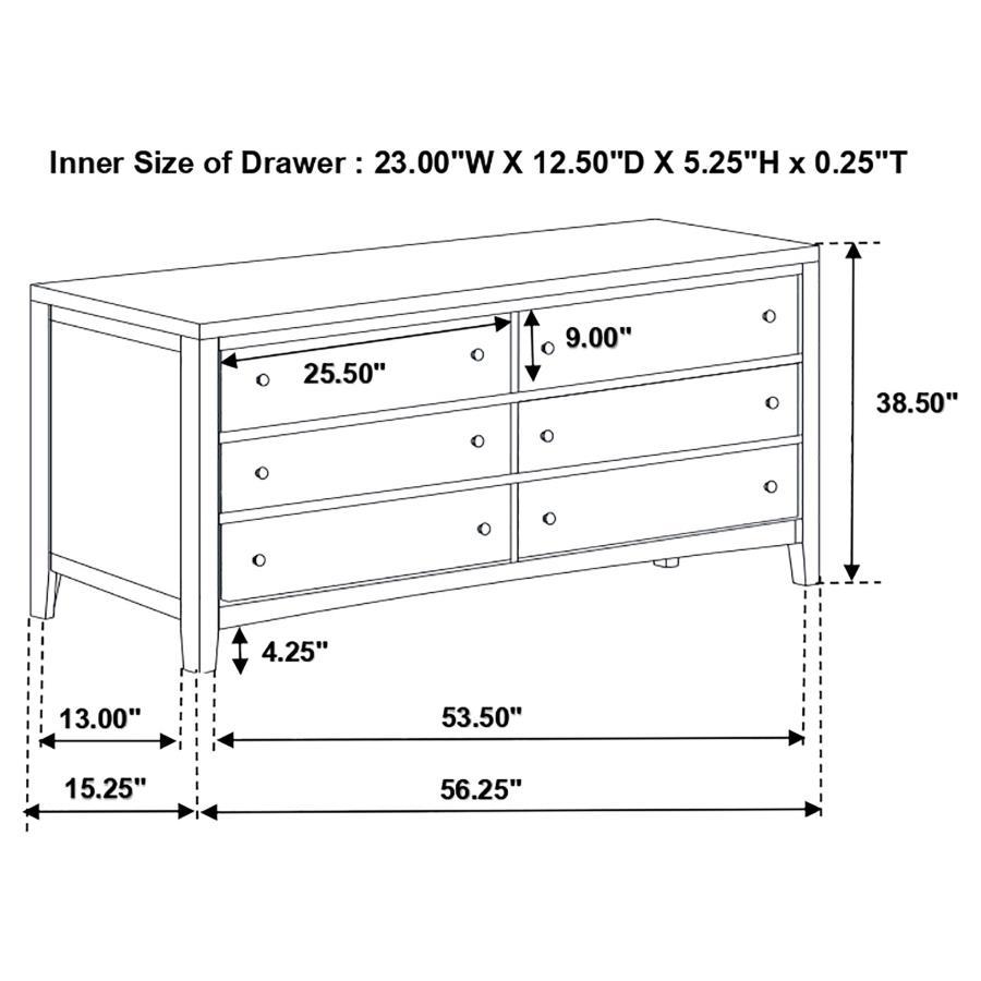 Carlton - 6-Drawer Dresser - Cappuccino