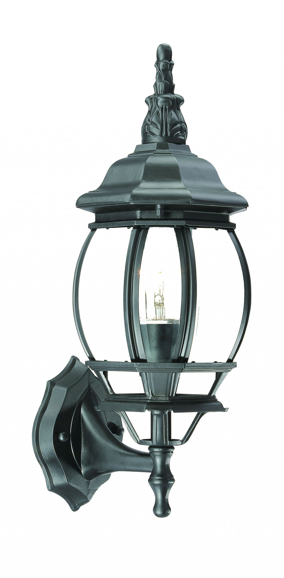 Ornamental Glass Globe Wall Light - Matte Black