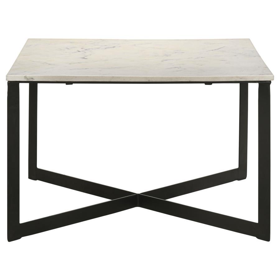 Tobin - Square Marble Top Coffee Table - White And Black