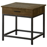 Byers - 1-Drawer Square Engineered Wood End Table - Brown Oak by CoasterEssence | Bel Furniture