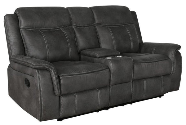 Lawrence - Upholstered Padded Arm Reclining Loveseat - Charcoal