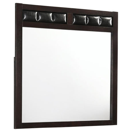 Carlton - Upholstered Rectangular Mirror Dark Brown by CoasterEveryday | Bel Furniture