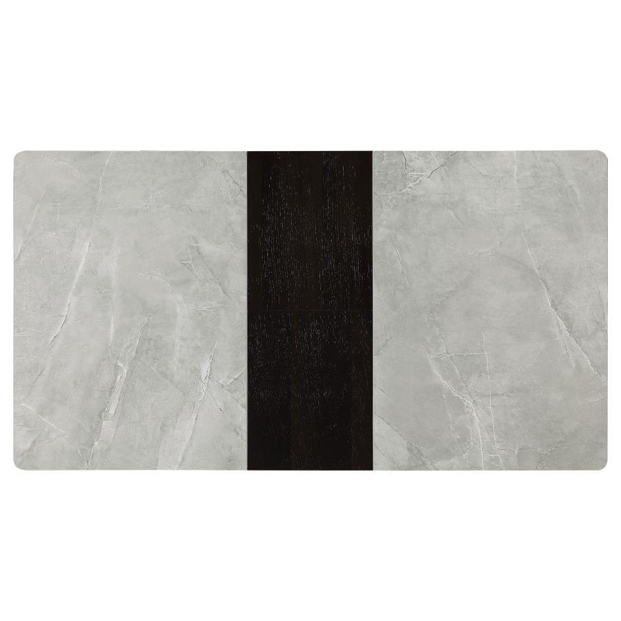 Mina - Rectangular Dining Table - Gray Ceramic And Sandy Black