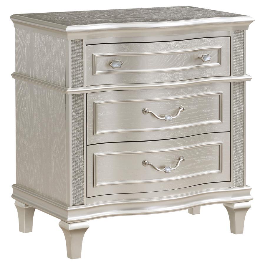 Evangeline - 3-Drawer Nightstand - Silver Oak by CoasterElevations | Bel Furniture