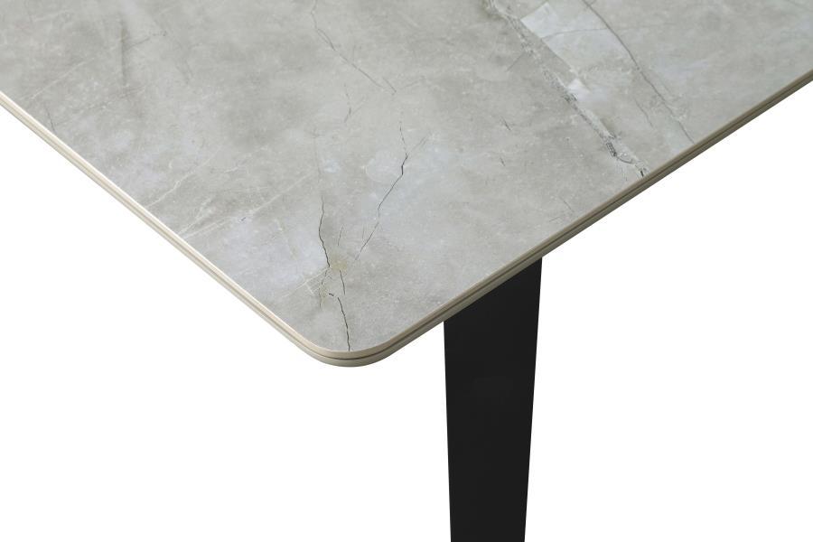 Mina - Rectangular Dining Table - Gray Ceramic And Sandy Black