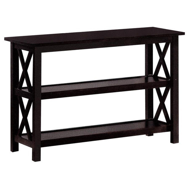 Rachelle - 2-Shelf Wood Entryway Console Table - Deep Merlot by CoasterEssence | Bel Furniture