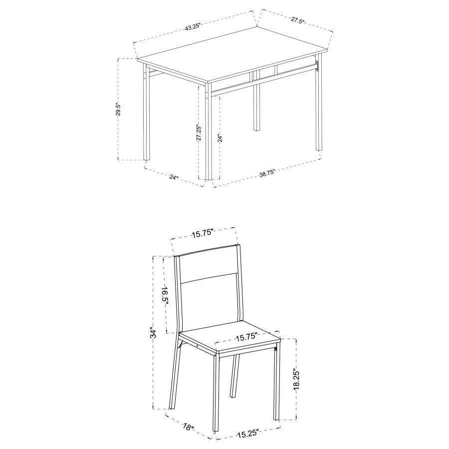 Lana - 5 Piece Dining Set - Ark Brown And Matte Black