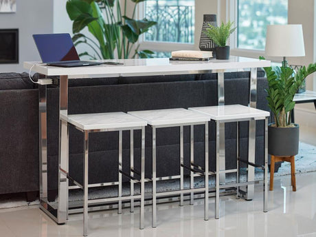 Marmot - 4 Piece Rectangular Counter Height Table Set - Chrome by CoasterEveryday | Bel Furniture