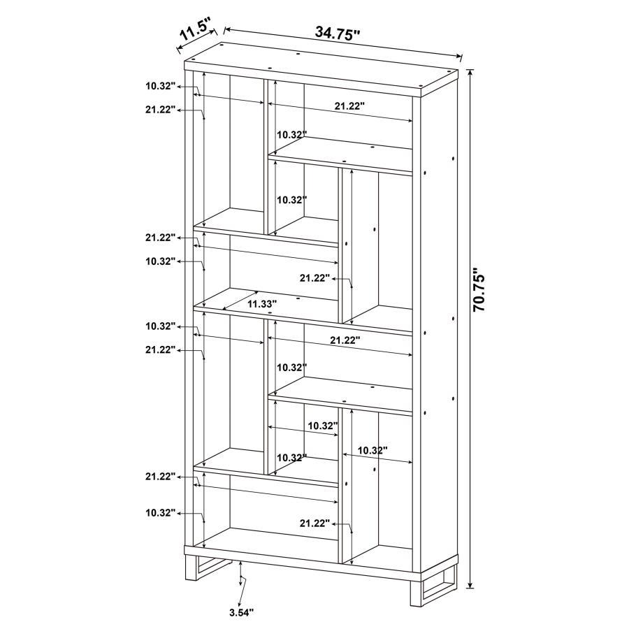 Delwin - 6-Shelf Bookshelf - Rustic Nutmeg