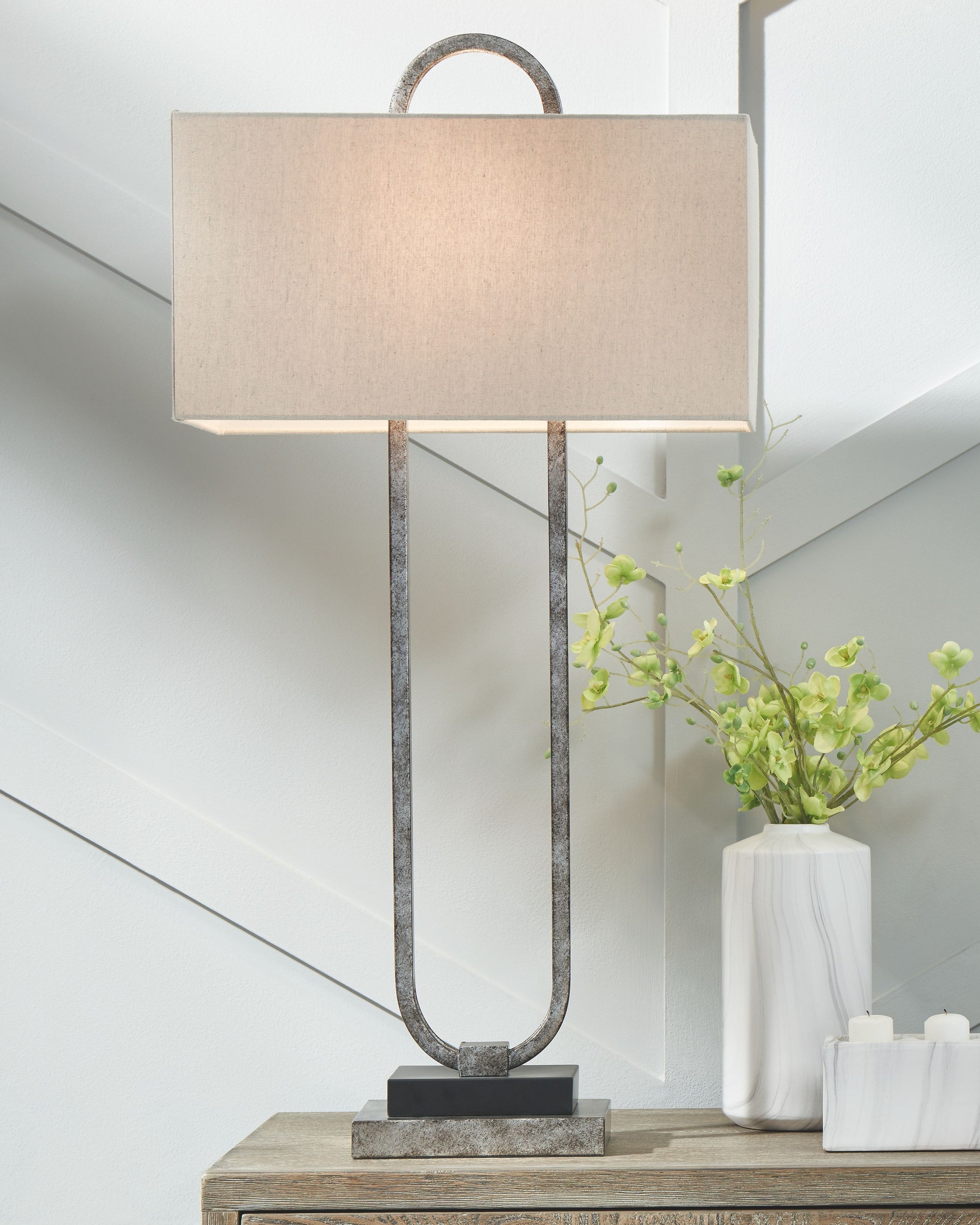 Bennish - Antique Silver Finish - Metal Table Lamp