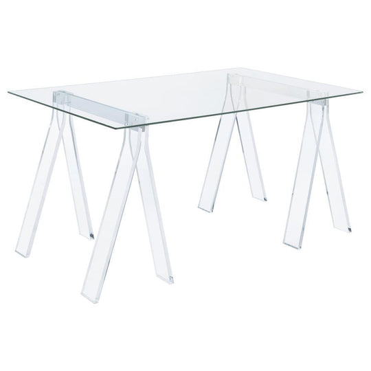 Amaturo - Glass Top Acrylic Writing Desk - Clear by CoasterEssence | Bel Furniture