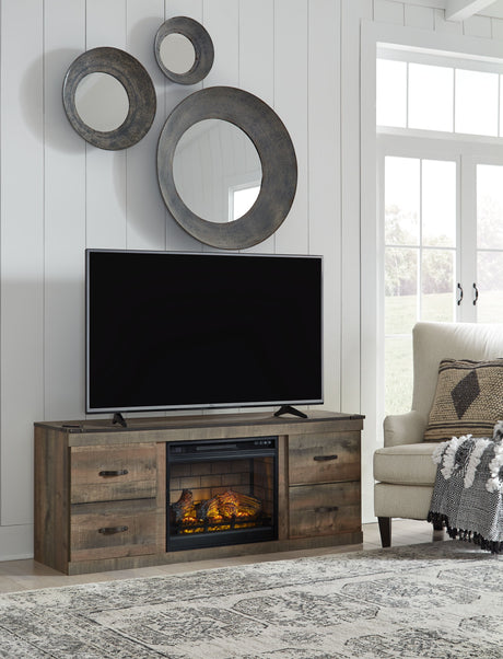 Trinell - Brown - TV Stand With Electric Fireplace by Signature Design by Ashley® | Bel Furniture