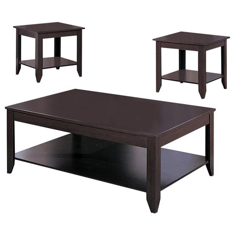 Brooks - 3 Piece Rectangular Coffee Table Set - Cappuccino by CoasterEssence | Bel Furniture