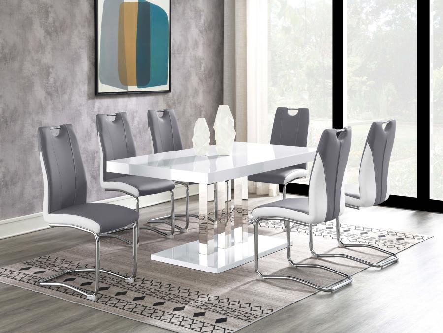 Brooklyn - Rectangular Dining Table - White High Gloss And Chrome