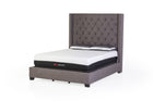 Grey Wingback Upholstered Bed with Tall Tufted Headboard