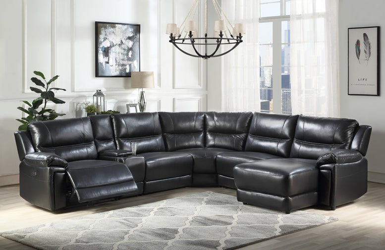 6Pc Chaise End Power Recline Living Room Sectional