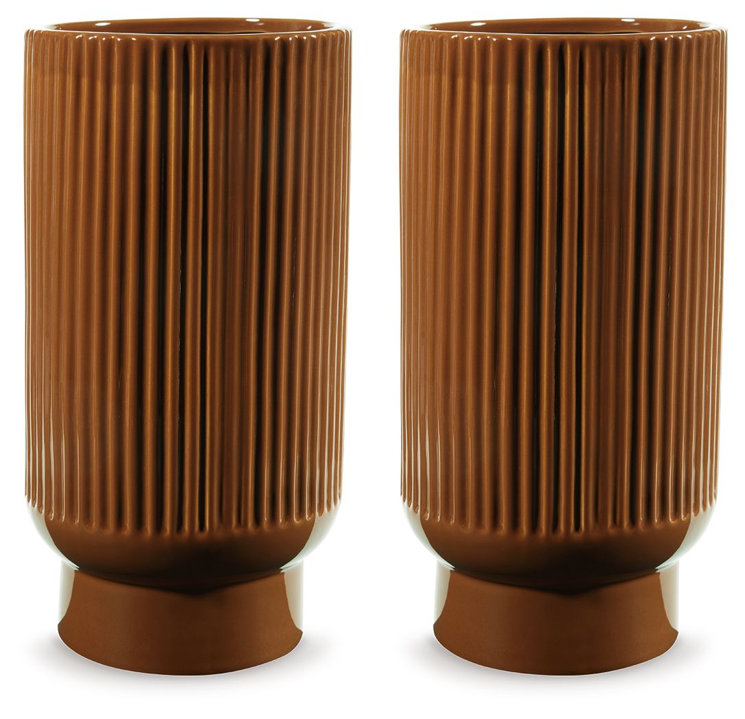 Avalyah - Medium Vase Dark Brown 2 Pieces by Signature Design by Ashley® | Bel Furniture