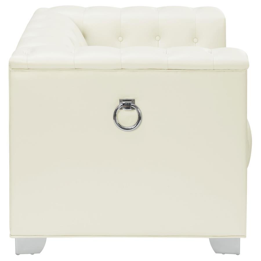 Chaviano - Upholstered Track Arm Accent Chair - Pearl White