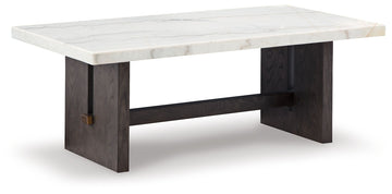 Burkhaus - White / Dark Brown - Rectangular Cocktail Table by Signature Design by Ashley® | Bel Furniture