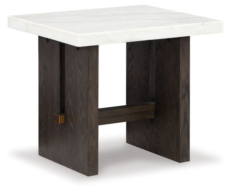 Burkhaus - White / Dark Brown - Rectangular End Table by Signature Design by Ashley® | Bel Furniture