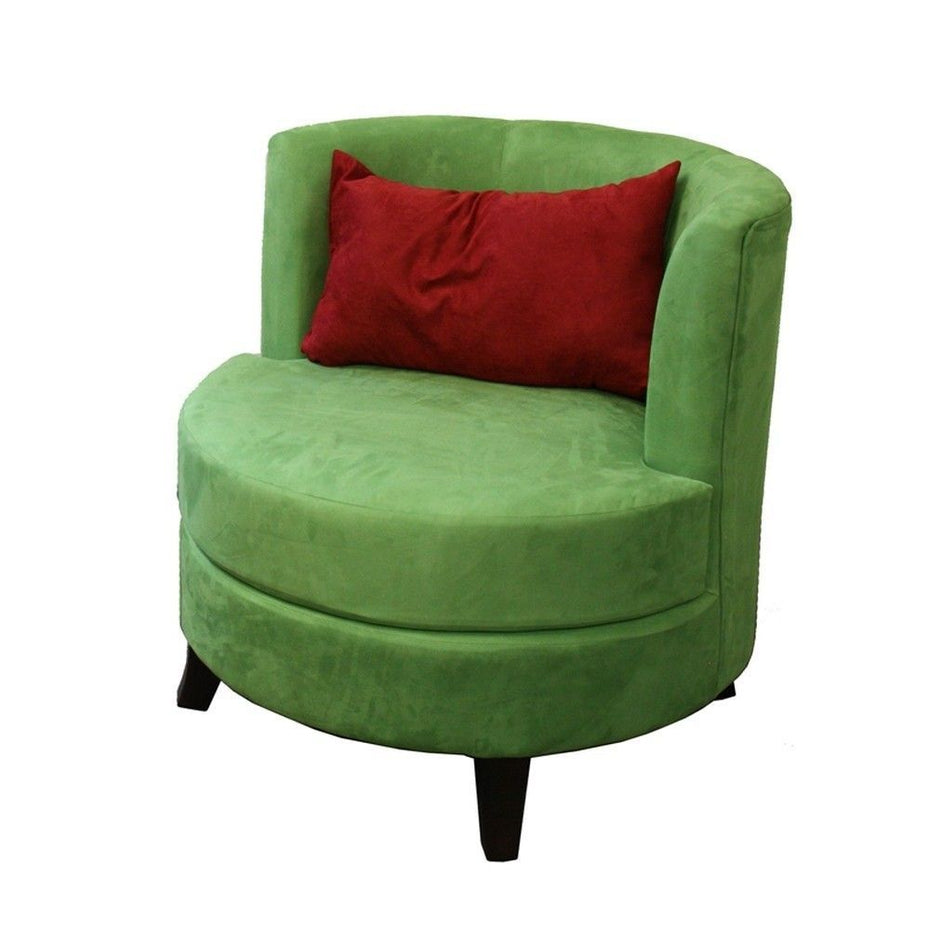 Microfiber Retro Round Accent Chair with Contrast Pillow 31" - Green