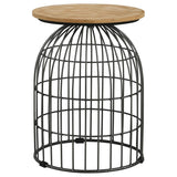 Bernardo - Round Wire Frame Side Table - Natural And Gunmetal by CoasterEssence | Bel Furniture