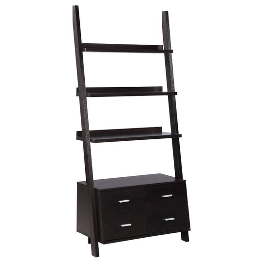 Colella - 5-Shelf Storage Ladder Bookshelf - Cappuccino by CoasterEveryday | Bel Furniture
