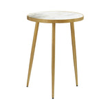 Acheson - Round Marble Top Side Table - White And Gold by CoasterEveryday | Bel Furniture