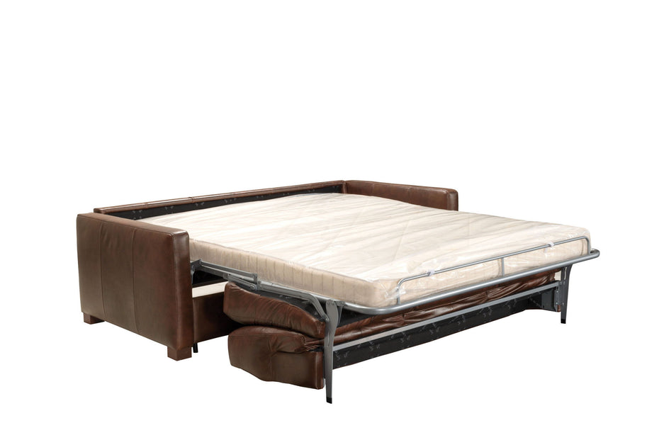 Sleeper Sofa 81" - Brown Leather And Black