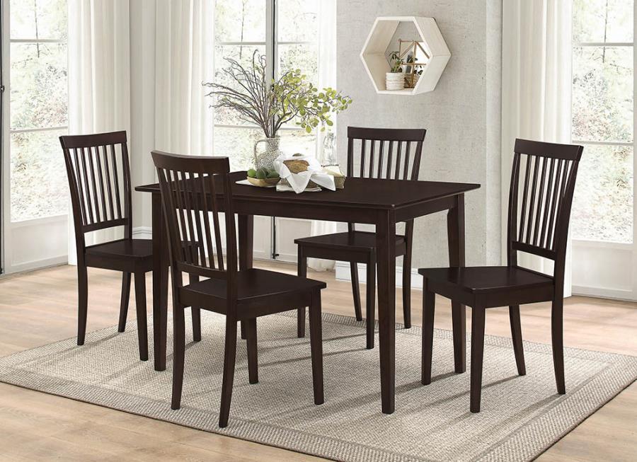 Gomez - 5 Piece Rectangular Dining Table Set - Cappuccino by CoasterEveryday | Bel Furniture