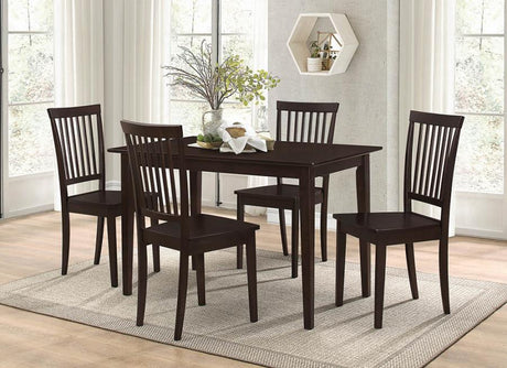 Gomez - 5 Piece Rectangular Dining Table Set - Cappuccino by CoasterEveryday | Bel Furniture