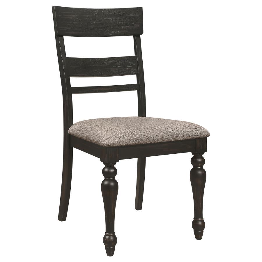 Bridget - Ladder Back Dining Side Chair (Set of 2) - Charcoal Sandthrough And Stone Brown