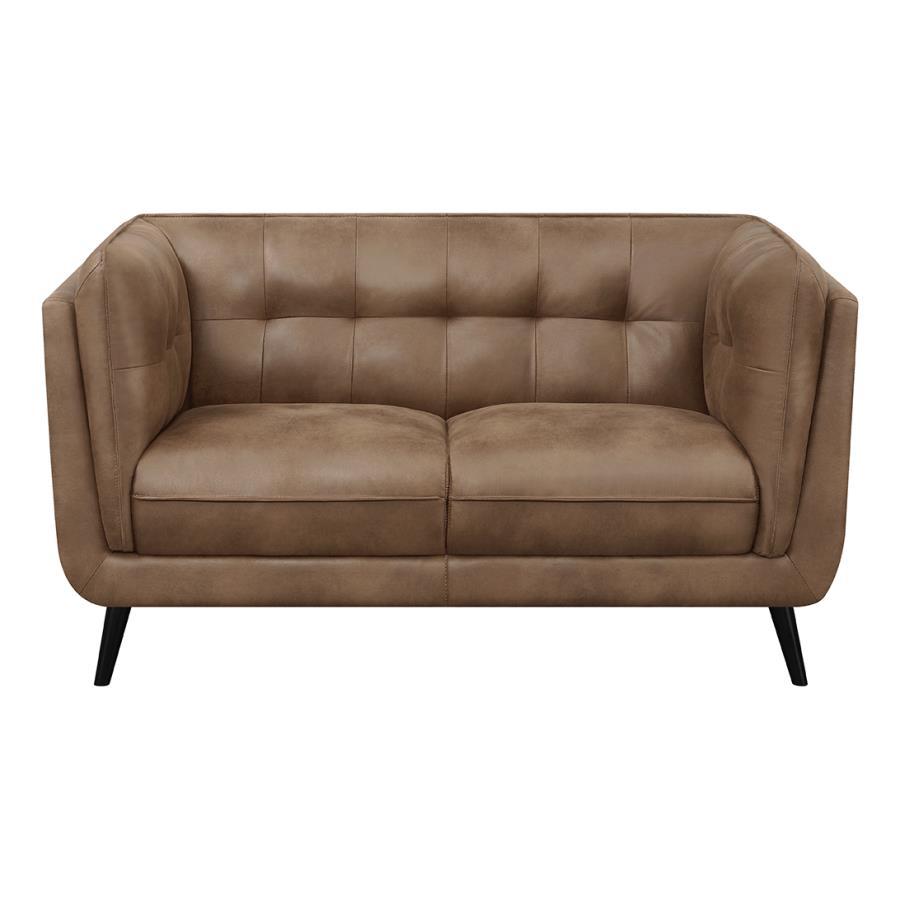 Thatcher - Upholstered Button Tufted Loveseat - Brown