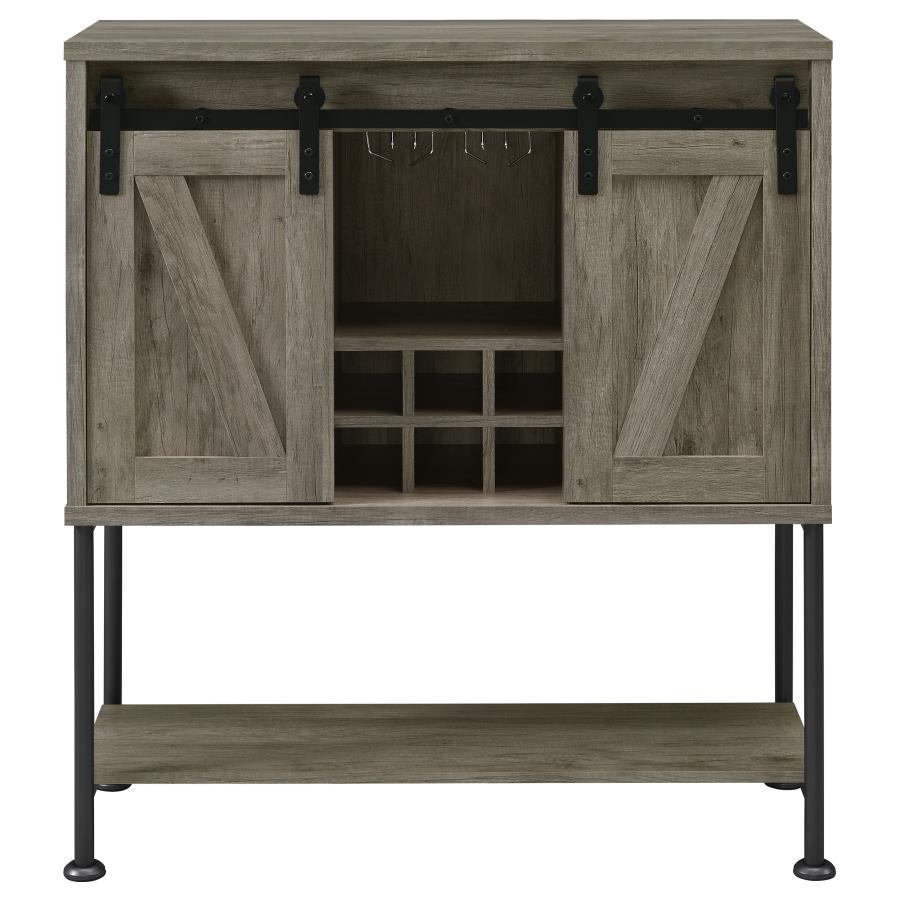 Claremont - Sliding Door Bar Cabinet With Lower Shelf - Gray Driftwood