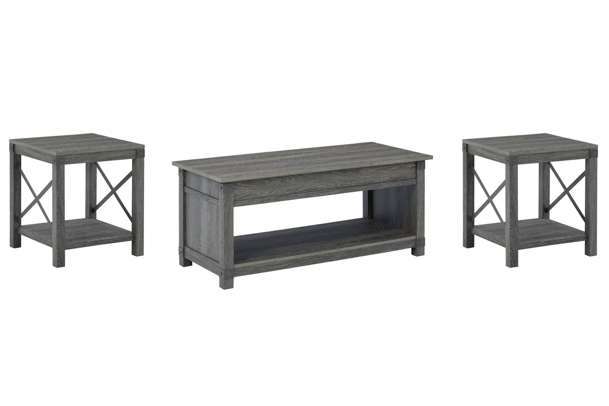 Freedan - Grayish Brown - 3 Pc. - Coffee Table, 2 End Tables by Signature Design by Ashley® | Bel Furniture