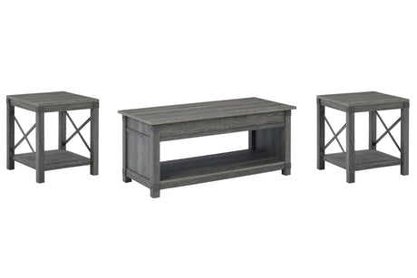 Freedan - Grayish Brown - 3 Pc. - Coffee Table, 2 End Tables by Signature Design by Ashley® | Bel Furniture