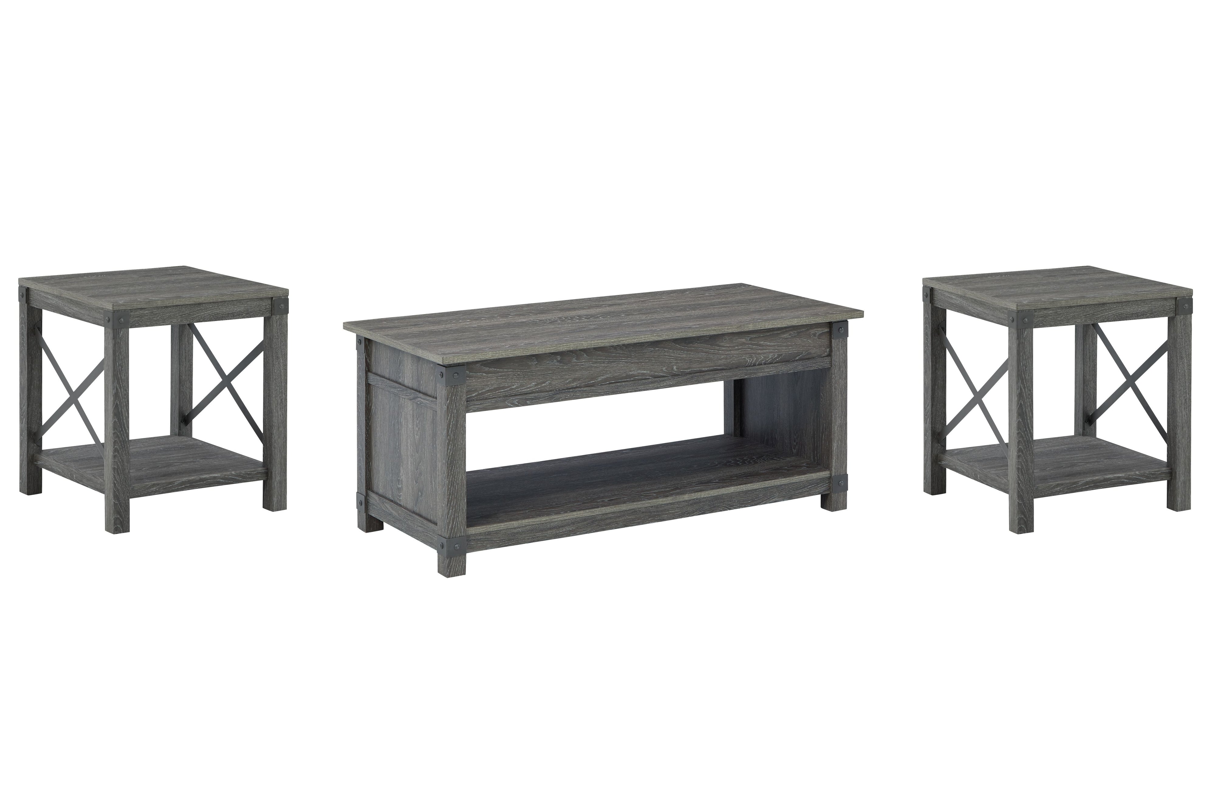 Freedan - Grayish Brown - 3 Pc. - Coffee Table, 2 End Tables