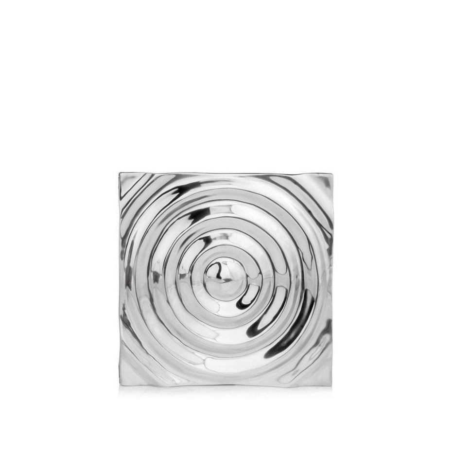 Buffed Aluminum Circle In Square Hanging Wall Decor - Pearl Silver
