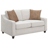 Christine - Upholstered Sloped Arm Loveseat - Beige by CoasterElevations | Bel Furniture