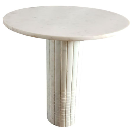 Astoria - Round Genuine Marble Side End Table - White by Coaster Fine Furniture | Bel Furniture