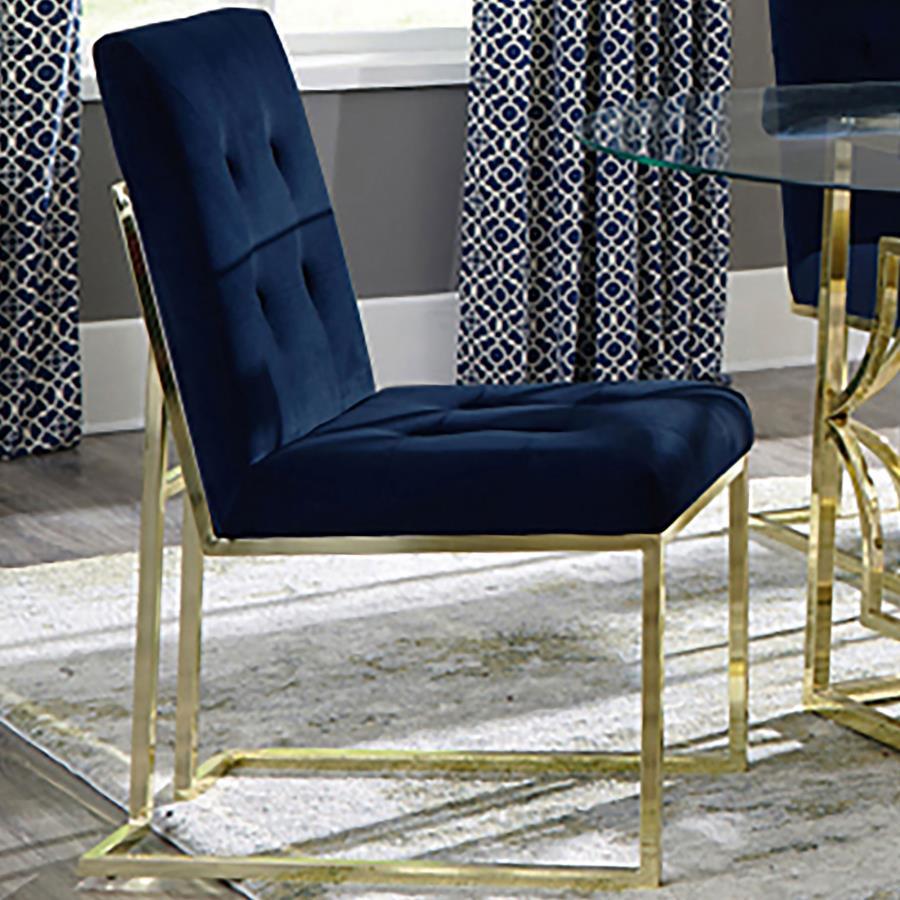 Cisco - Tufted Back Side Chairs (Set of 2) - Ink Blue