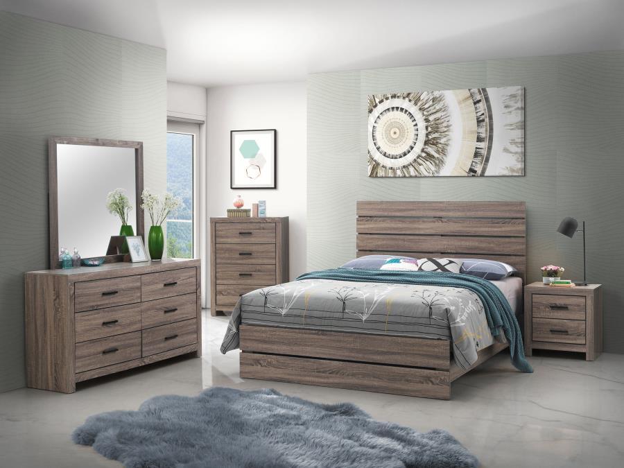 Brantford - Panel Bedroom Set Dark Brown 4 Pc. Bed, Dresser, Mirror, Nightstand King by CoasterEveryday | Bel Furniture