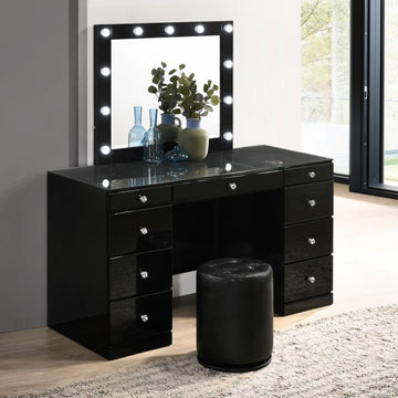 AVERY VANITY SET IN BLACK by Crown Mark | Bel Furniture