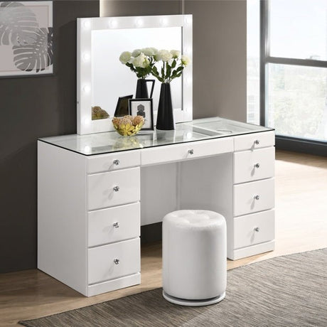 AVERY VANITY SET IN WHITE by Crown Mark | Bel Furniture
