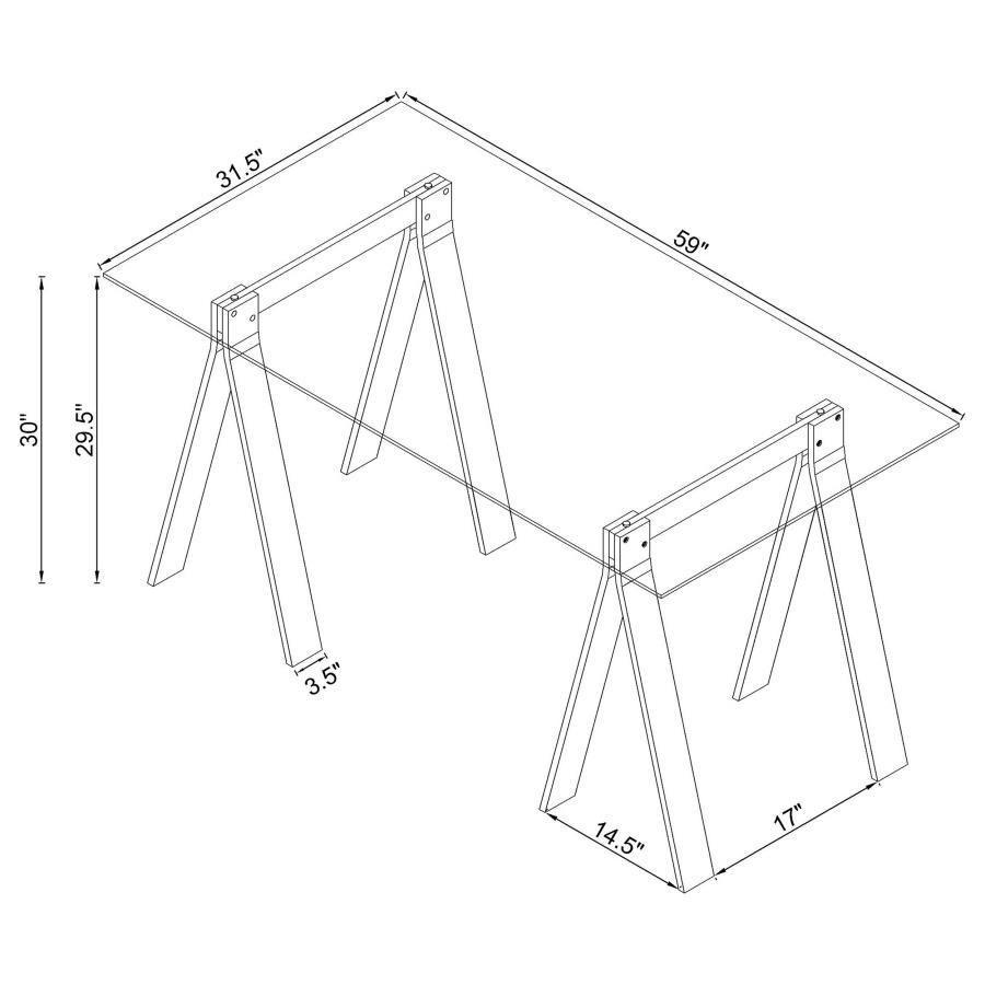 Amaturo - Writing Desk With Glass Top - Clear