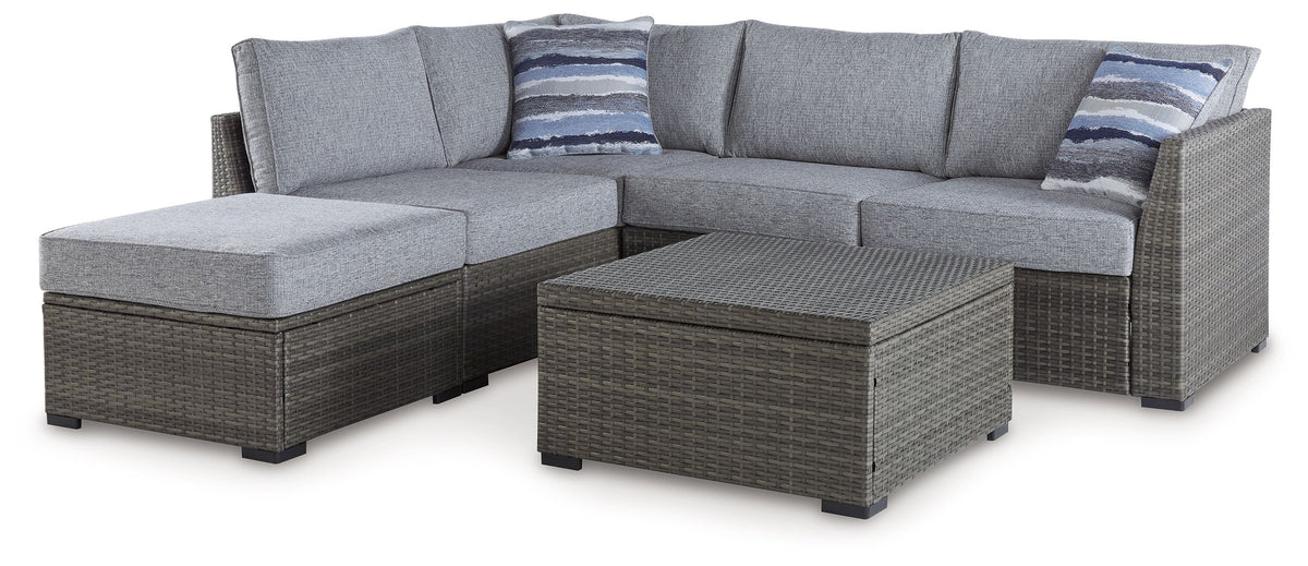 Petal Road - Gray - Loveseat Sectional, Ottoman, Table Set (Set of 4) by Signature Design by Ashley® | Bel Furniture